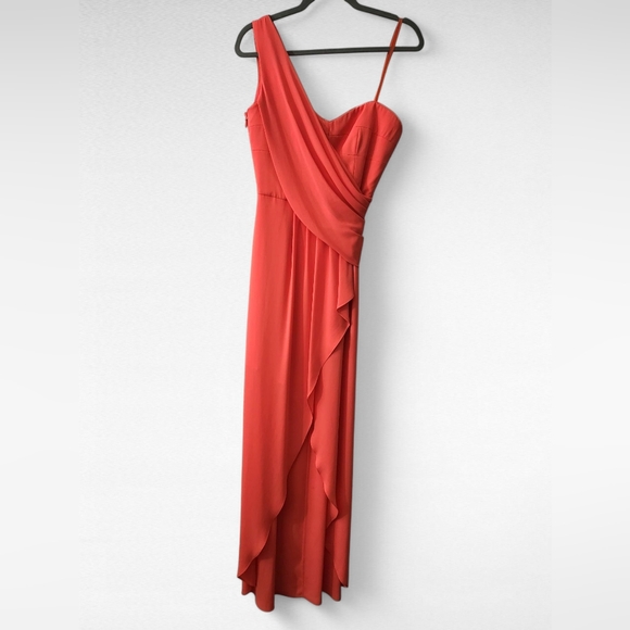BCBGMAXAZRIA Orange Ambrosia One Shoulder Formal Maxi Dress Size 4 NWOT - Picture 1 of 9